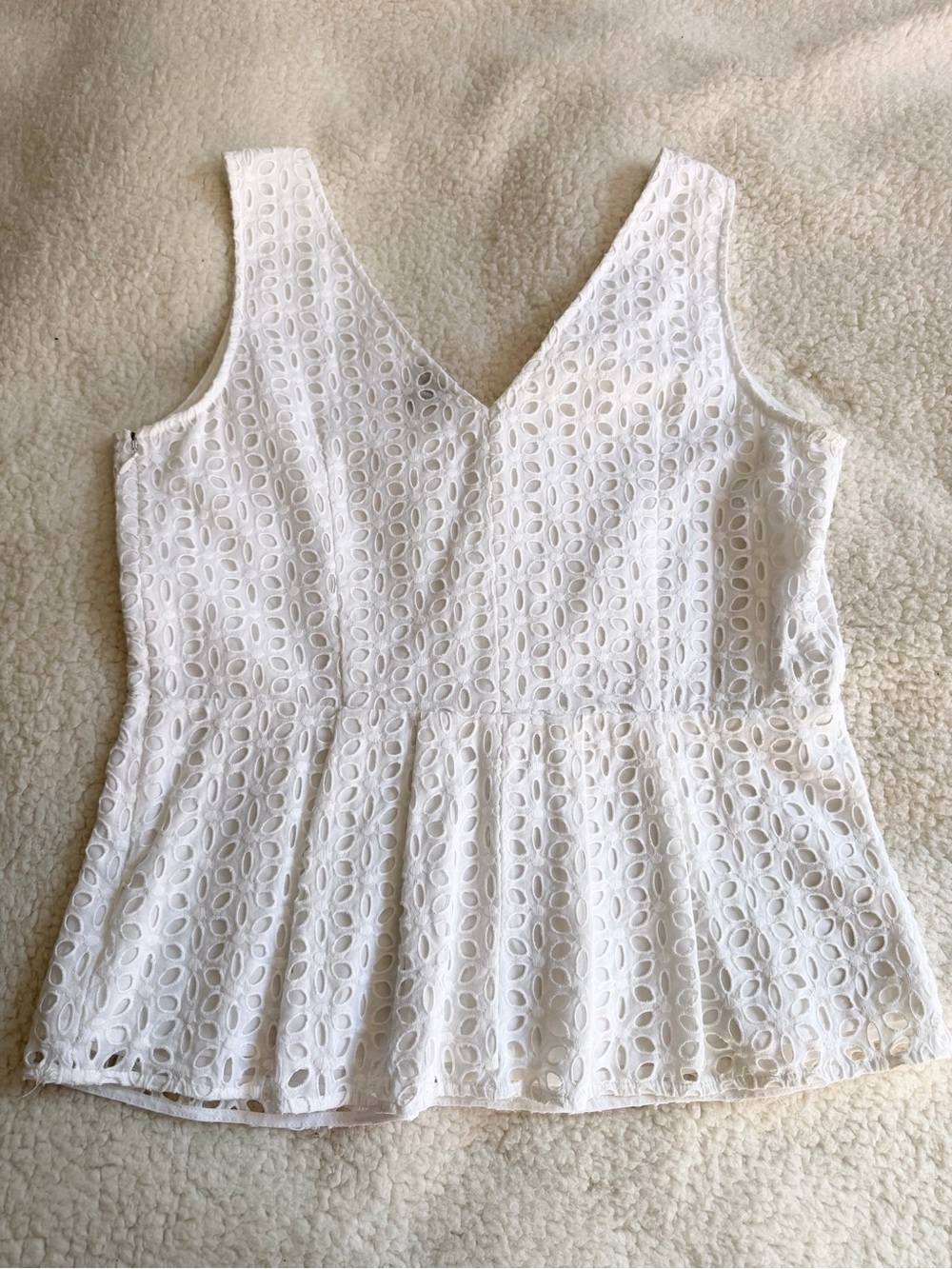 Ann Taylor Eyelet Peplum Top, Size 8